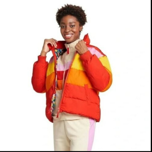 Lego X Target Women’s Puffer Jacket Vest Striped NWT Multicolor Size XXS - Picture 1 of 8